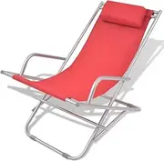 Camping Sunloungers Reclining Patio ChairsRed Steel Reclining Deck Chairs (2 pcs)