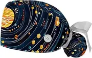 [YTYVAGT] 2-Pc,Gourd-Shaped Working Cap,Fisherman Hat with Buttons and Cotton Sweatband,Cartoon Solar System Planets