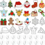 Sratte 48 Pcs Christmas Window Art Craft Kit Holiday Suncatchers Craft Kits DIY Christmas Crafts Make Your Own Suncatcher Paint Sun Catchers with 24 Suction Cups for Ornament Painting Activities