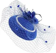 [Healeved] Retro Pearl Fascinator Headband for Weddings Tea Parties Banquets Elegant Vintage Hat with Plume Design for Women Comfortable Eye Catching Fashion Accessory