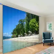 Orange Nice Shore Sand 3D Curtain Blockout Photo Printing Curtains Drape Fabric