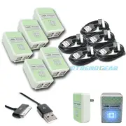 5X 4 USB PORT WALL ADAPTER+3FT CABLE POWER CHARGER BLACK FOR IPHONE 4S IPOD IPAD