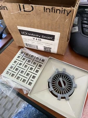 Infinity Drain V 4 SS Weave 4" strainer with Drain Grate , Satin Stainless