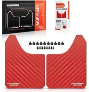 A-Premium Black Red Universal Splash Guards Mud Flaps Mudflaps Mudguard Fender Flares for Car Pickup Truck SUV with Hardware (2 Pcs Set Red)