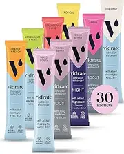 Electrolyte Powder - Flavoured Nutrient Water with Vitamins, Zero Sugar & Natural Ingredients - Hydration Drink for Office, School, Travel & More - ViDrate 30 Variety Pack Electrolyte Sachets