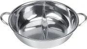 Depisuta Stainless Steel Divided Hot Pot, Double Flavor Shabu Shabu Pot with Divider, Dual Sided Soup Cookware for Induction Cooker, Gas Furnace, Electric Furnace, Ceramic Hob (32cm)