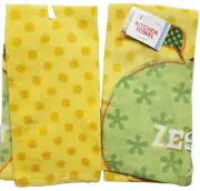 Set of 2 Same Kitchen Terry Towels(15"x25")APPLE & POLKA DOTS ON YELLOW,ZESTY,AM
