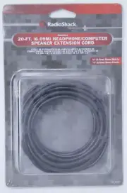 Radio Shack 20-ft. Headphone/Computer Speaker Extension Cord BRAND NEW 42-2562