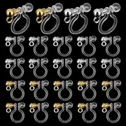 PH PandaHall 24pcs Clip-on Earring Converter Components 2 Color U Shape Resin Earring Findings Clear Stainless Steel Non-Pierced Stud Earrings with Loop for Non-Pierced Ears DIY Dangle Earrings