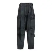[Y's] Cotton Linen Dump Rooler Printing Cargo Pants