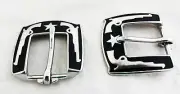 Pair Jeremiah Watt Pistol Packin 6 Shooter Gun Heel Bar Buckle Belt New Sizes