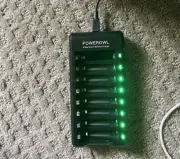 POWEROWL 8 Bay AA AAA Battery Charger, USB High-Speed Charging, Independent NEW