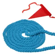 10' Tug of War Rope for Adults Teen Twisted Cotton Rope with Flag Blue