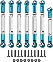 uxcell Adjustable Turnbuckles Camber Link Linkages Aluminum Alloy RC Car Steering Pull Rod Servo Linkages Tie Rod for 2WD 1/10 RC Car Crawler（Blue）