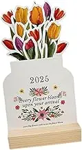 Guohetuk 2025 Floral Reminder Calendar for Desktop with Base Standing Design for School And Work, Style A, as described