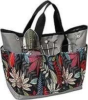 Garden Tool Bag, Heavy Duty Canvas Tool Storage Home Organizer Gardening Tool Kit Holder (Flower)