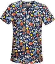 kowaku Nursing Scrubs Tops Scrub Shirts Comfortable Short Sleeve Work Clothes Breathable Nurse Top Uniforms for Adults Female Male Cosmetology SPA, Dark Blue M