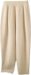 [Generic] Women's 100 Percent Solid Wool Pants Thickened Knitted High Waisted Harem Pants Stretchy Active Jogger Sweatpants