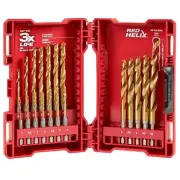 MILWAUKEE 2-10MM METRIC 1/4-HEX QUICK-CHANGE HSS-TIN JOBBER DRILL BIT SET - RED-