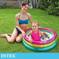 在飛比找Yahoo奇摩購物中心優惠-【INTEX】三環寶貝遊戲球池附50顆球(86CM*25CM