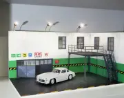 Two-floors auto garage with LED lights 1:24 scale Diorama model kit Size 1/24