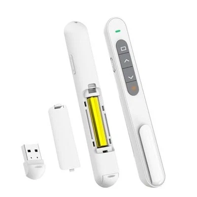 Presentation Clicker Hyperlink Volume Control Wireless Presenter, White USB