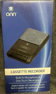 onn Portable Cassette Recorder w/ Adapter Microphone NEW IN BOX