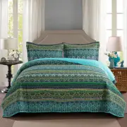 Cotton Bedspread Quilt Sets-Reversible Patchwork Coverlet Set, Mysterious Bohemi