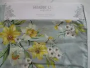 NEW Shabby Chic Aqua Blue w Yellow/White Flowers Sequined Table 16" X 72" Runner