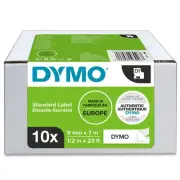 Dymo D1 Label Tape 9Mmx7m Black On White Pack 10