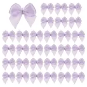 30 Pcs Mini Ribbon Bows, Flower Pearl Sewing Appliques Decoration(Light Purple)