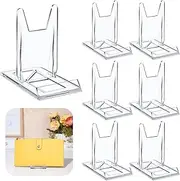 Memorywuu 6 Packs Adjustable Purse Display Stand Clear Acrylic Handbag Stand Holder for Plate Purses Pictures Trading Cards Sports, Card Easels for Display Party Weddings Home Decoration Birthdays
