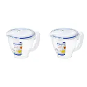 2x Locknlock 1L Classic Airtight Measuring Cup w/ Flip Cap Lid Container Clear
