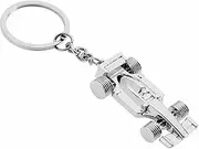 [Generic] Glossy Silver Racing Car Keyring Keychain, Silver, One Size