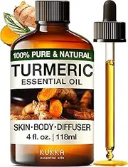 Kukka Turmeric Oil for Skin - 118ml - 100% Pure Natural Turmeric Essential Oil, Herbaceous Scent, for Face, Hair, Aromatherapy, Candle & Making Scent DIY