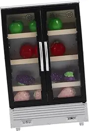 KOMBIUDA Miniature Dollhouse Refrigerator Kit Double Door Mini Fridge Freezer for Pretend Play