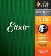Elixir 14077 Nanoweb Nickel Plated Steel 4-String Electric Bass Strings - Medium
