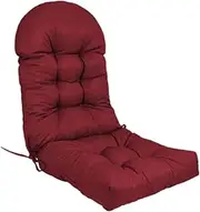 Perfk High Back Chair Cushion Chaise Lounger Cushion with Ties Chair Pad Outdoor Seat Back Chair Cushion for Balcony Garden Outside, Red
