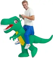 OMIPAWZ Inflatable Dinosaur Costumes for Adults,Blow Up Funny Costume Ride on Green T-Rex Dino Suit for Men Women Party Gifts