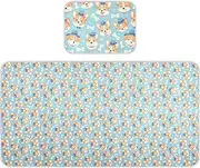 Cartoon Cute Hat Animal Dog Bone Motifs Cooling Baby Bassinet Mattress 28" x 52" Absorbent Bed Pads for Kids, Adult