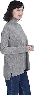 [Cashmeren] Oversized Tunic Side Slits Turtleneck Pullover 100% Pure Cashmere Long Sleeve Sweater for Women