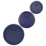 Pyrex (1) 7200-PC (1) 7201-PC (1) 7202-PC Blue Plastic Storage Lid Cover Set