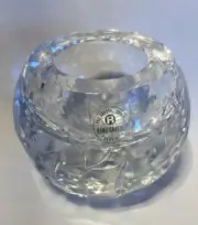 Sphere Flower Etch 26% Lead Crystal Vase Tea Light Hand-Crafted Yugoslavia