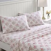 [Laura Ashley] Home - King Sheets, Cotton Flannel Bedding Set, Brushed for Extra Softness & Comfort (Lisalee, King)