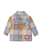 Gucci Kids Logo Patch Checked Jacket 912M Gray