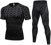 [SANANG] Men's Compression Tracksuit Fitness Tight Quick Dry Running Set T-Shirt Leggings Sportswear Gym Sport Suit