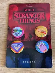 Netflix Stranger Things 4 Badges Pins on Original Card
