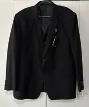 Adolfo NEW High Twist Microtech Sports Coat blazer suit Jacket 52 Reg Pinstriped