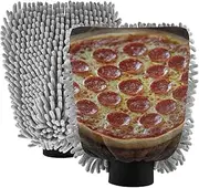 XYMZR Pepperoni Pizza Board Absorbent Microfiber Car Wash Mitt, Funny Cute Anime Scratch Free for Cars Cleaning, Home Cleaning Mitts, 2 Pack, 10.24” L x 7.09” W