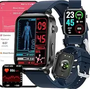 Blood Glucose Smart Watch, Fitness Watch with Blood Sugar Rate Blood Pressure Oxygen Temperature Monitor, 1.7" HD Waterproof Smart Bracelet for Android & iOS,Blue